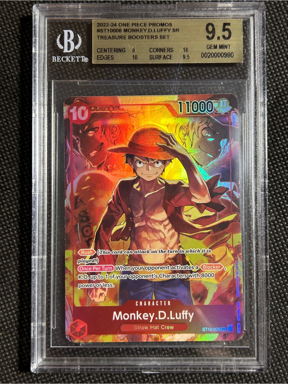 2024 One Piece Monkey D Luffy Treasure Boosters Promo #ST10-006 BGS 9.5 GEM MINT